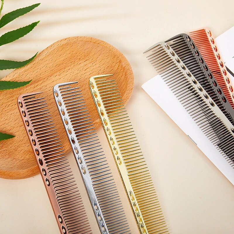 Aluminum Metal Anti-static Hairdressing Combs Hair Cutting Salon Hair Brush Metal Combs Barber Tools Salon Accessaries