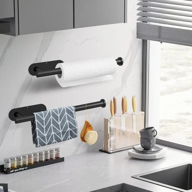Punch-free Paper Towel Holder 304 Stainless Steel Kitchen Under Cabinet Roll Rack Gold Black Bathroom Wall-mounted Tissue Hanger