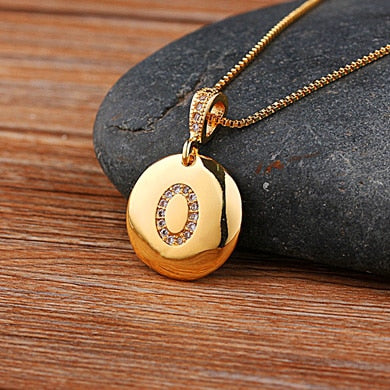 AIBEF Fashion Initial 26 Letter Necklace Gold Chain Charm Name Necklaces Pendants Copper Jewelry Statement Necklace For Women
