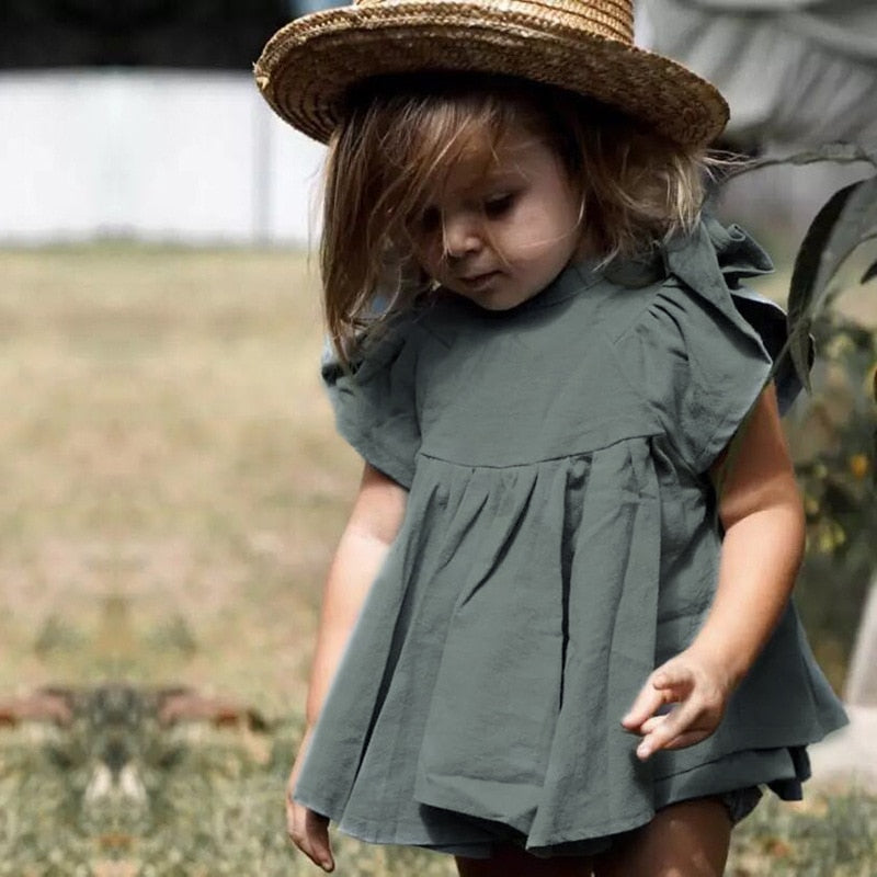 Baby Girls Clothing Sets Cute Newborn Baby Girls Fly Sleeve Tops +Shorts Outfits Princess Girls Summer Holiday Clothing