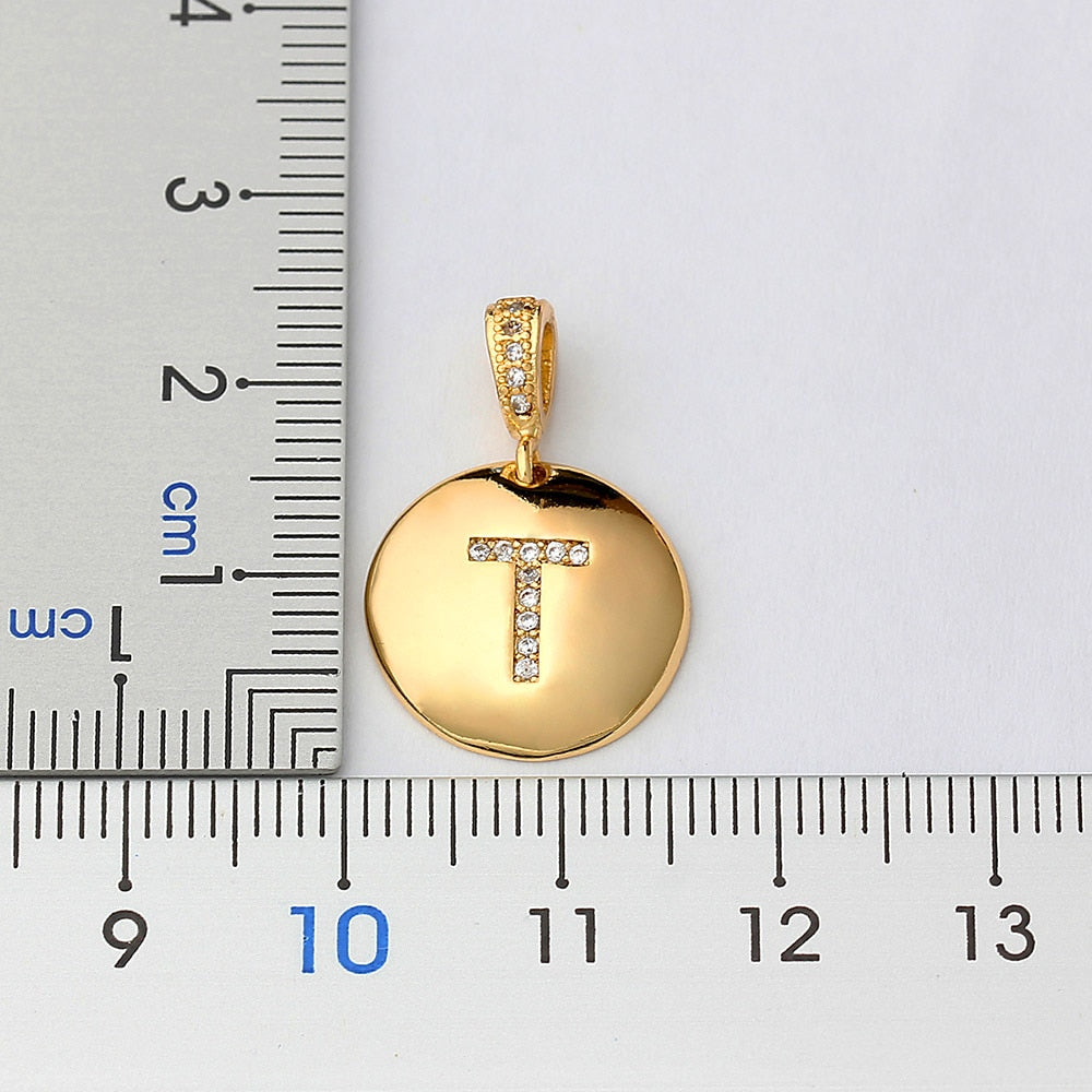 AIBEF Fashion Initial 26 Letter Necklace Gold Chain Charm Name Necklaces Pendants Copper Jewelry Statement Necklace For Women