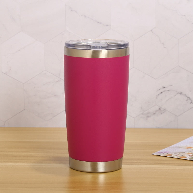 20oz Thermal Beer Mug Cups Stainless Steel Coffee Thermos Water Bottle Vacuum Insulated Leakproof With Lids Tumbler