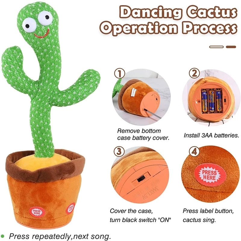Funny Dancing Cactus Electric Plush Toy 120 Songs Singing Cactus Stuffed Toy Repeat What You Said Childhood Education Doll Gift