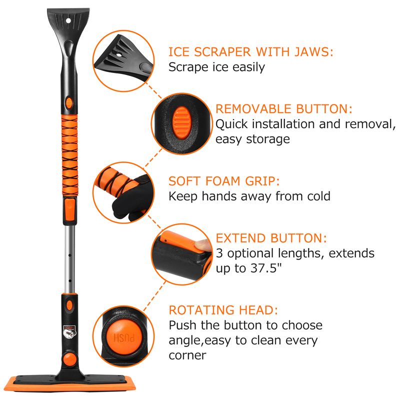Car Telescoping Snow Brush Ice Scraper For Auto Truck Windshield Windows Short Snow Push 3 In 1 Cleaner Broom Wash Accessories