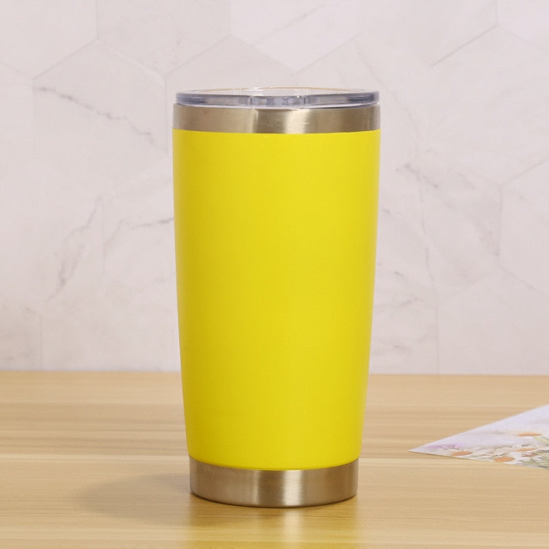 20oz Thermal Beer Mug Cups Stainless Steel Coffee Thermos Water Bottle Vacuum Insulated Leakproof With Lids Tumbler