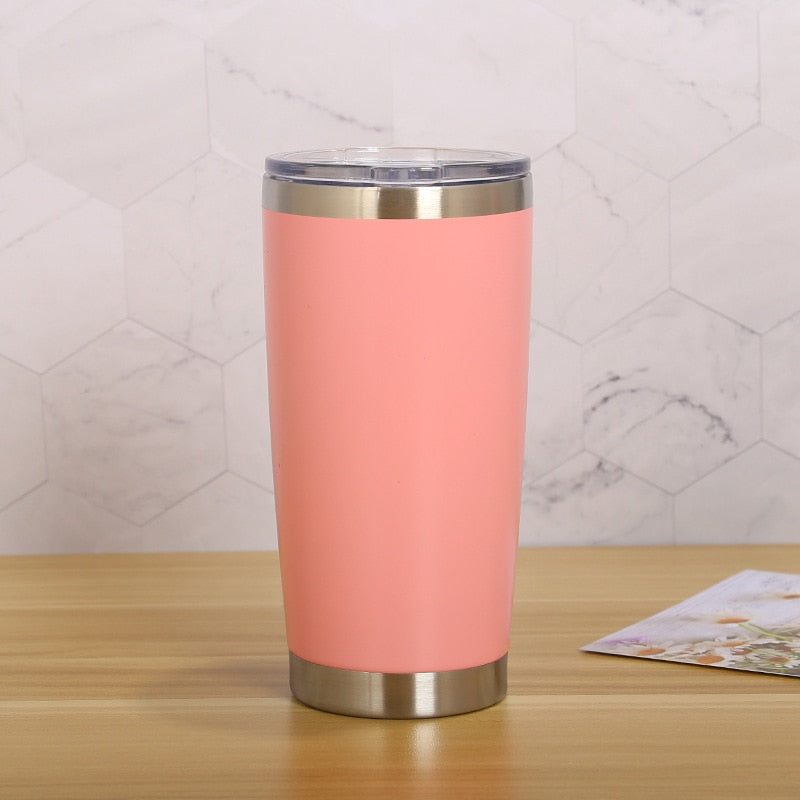 20oz Thermal Beer Mug Cups Stainless Steel Coffee Thermos Water Bottle Vacuum Insulated Leakproof With Lids Tumbler