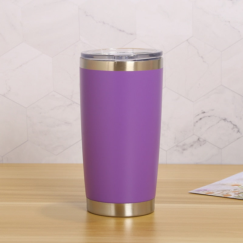 20oz Thermal Beer Mug Cups Stainless Steel Coffee Thermos Water Bottle Vacuum Insulated Leakproof With Lids Tumbler