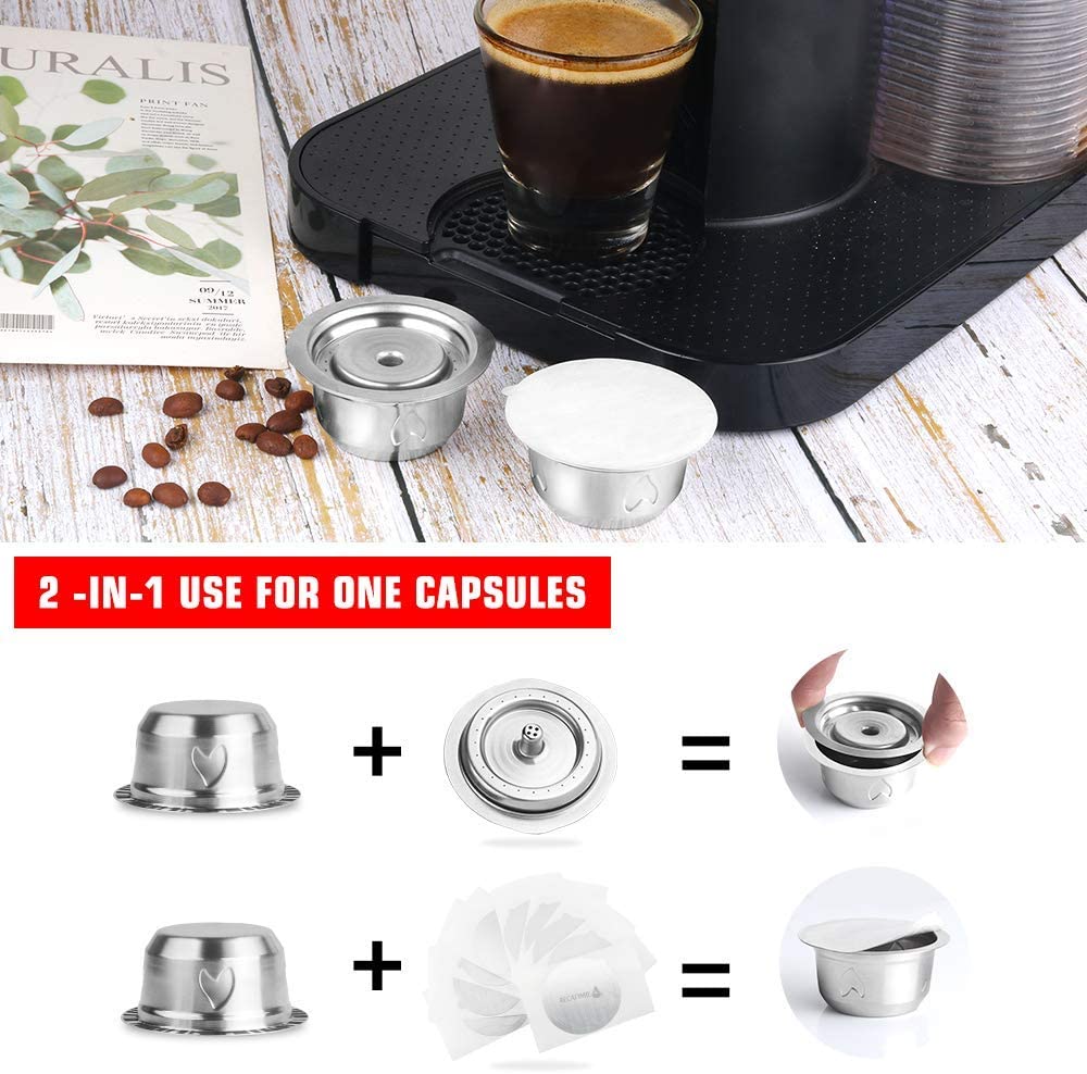 2 IN 1Reusable Vertuo Coffee Capsule Steel Stainless Metal for Nespresso Vertuoline Plus Machine Cream Coffee Filter