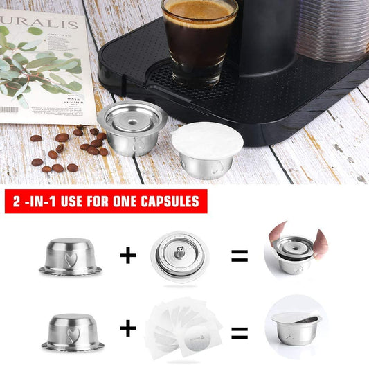 2 IN 1Reusable Vertuo Coffee Capsule Steel Stainless Metal for Nespresso Vertuoline Plus Machine Cream Coffee Filter