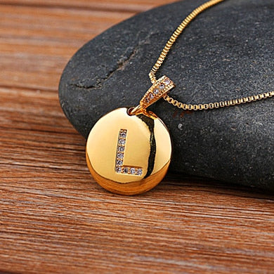 AIBEF Fashion Initial 26 Letter Necklace Gold Chain Charm Name Necklaces Pendants Copper Jewelry Statement Necklace For Women
