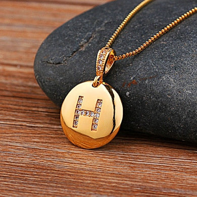 AIBEF Fashion Initial 26 Letter Necklace Gold Chain Charm Name Necklaces Pendants Copper Jewelry Statement Necklace For Women