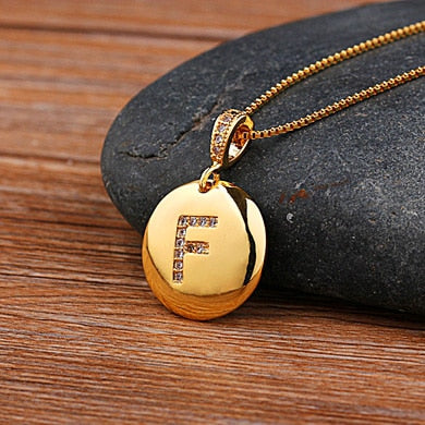 AIBEF Fashion Initial 26 Letter Necklace Gold Chain Charm Name Necklaces Pendants Copper Jewelry Statement Necklace For Women