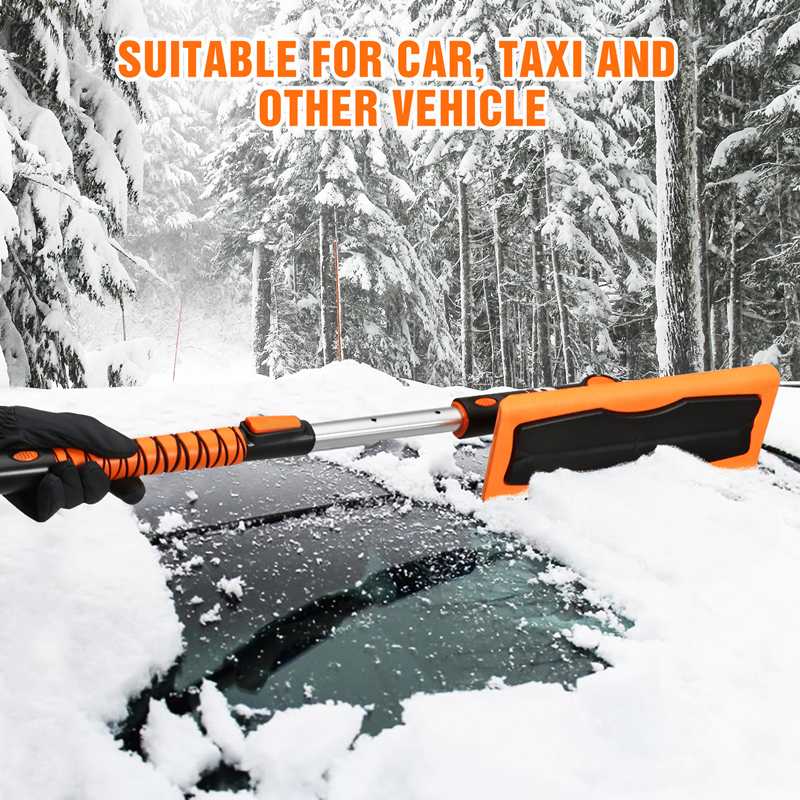 Car Telescoping Snow Brush Ice Scraper For Auto Truck Windshield Windows Short Snow Push 3 In 1 Cleaner Broom Wash Accessories