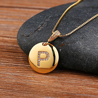 AIBEF Fashion Initial 26 Letter Necklace Gold Chain Charm Name Necklaces Pendants Copper Jewelry Statement Necklace For Women