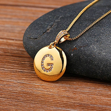AIBEF Fashion Initial 26 Letter Necklace Gold Chain Charm Name Necklaces Pendants Copper Jewelry Statement Necklace For Women