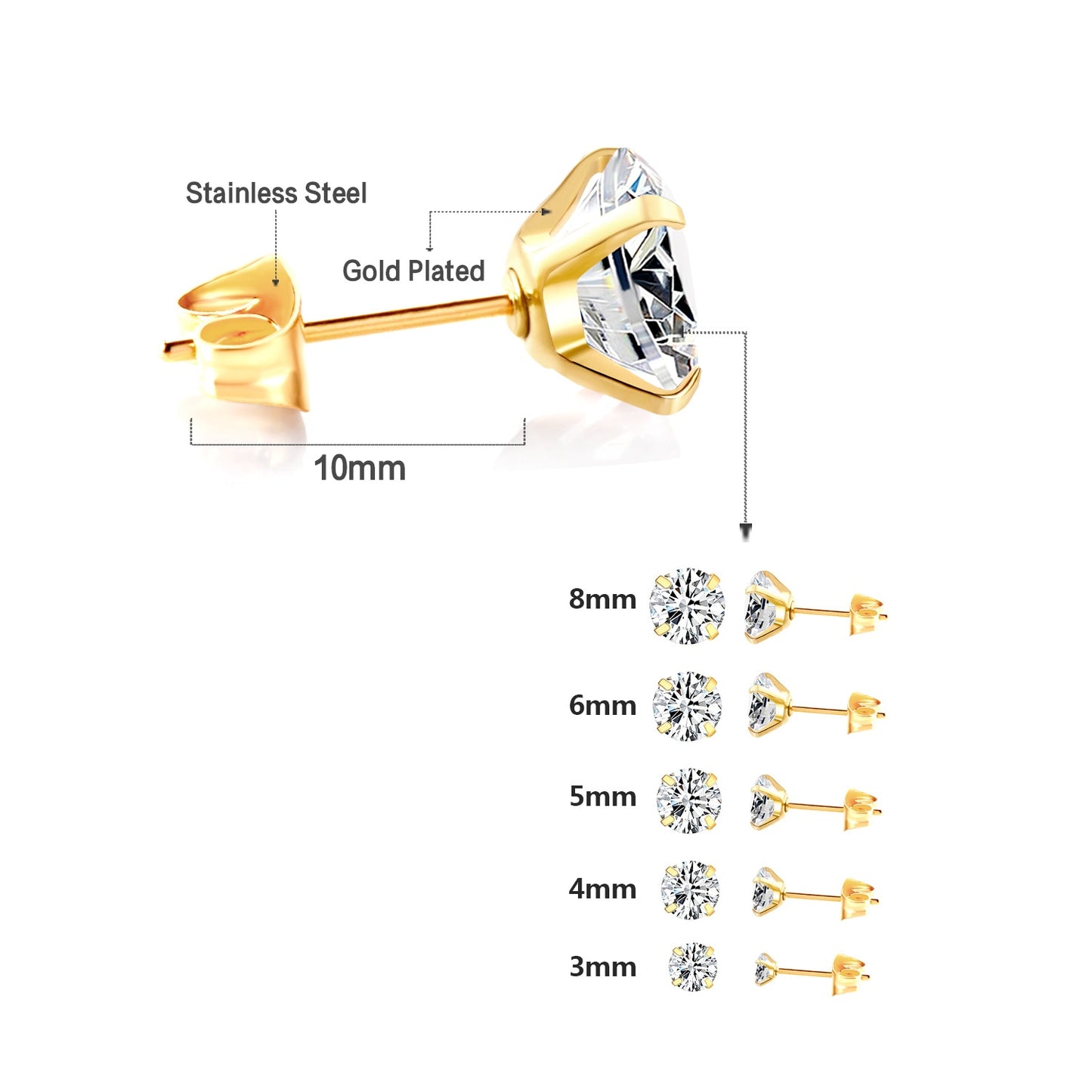 2022 Crystal Earrings for Women Round Gold Silver color Zircon Fashion Jewelry accessories brinco Gift Wholesale