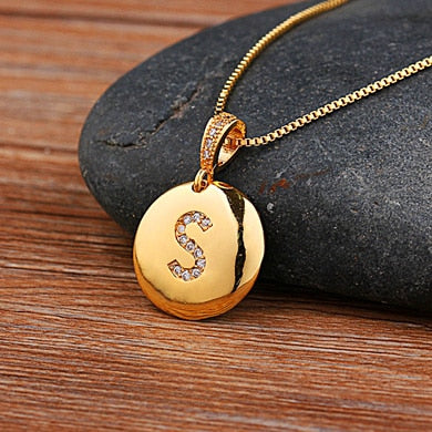 AIBEF Fashion Initial 26 Letter Necklace Gold Chain Charm Name Necklaces Pendants Copper Jewelry Statement Necklace For Women