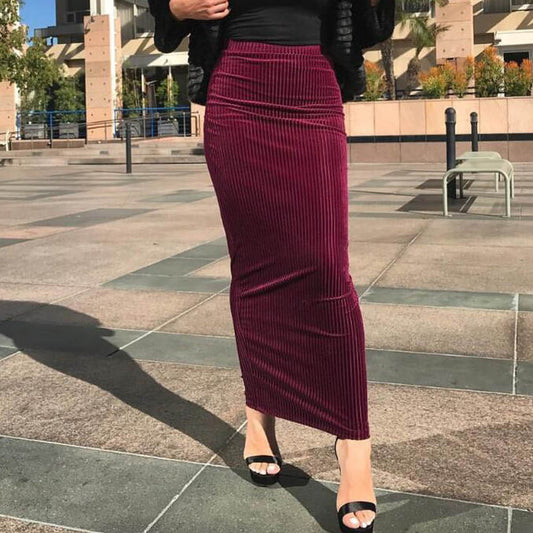 2023 New Maxi Skirts For Women Muslim Bodycon Skirt Women Slim Ankle-Length High Waist Long Pencil Skirts Jupe Femme