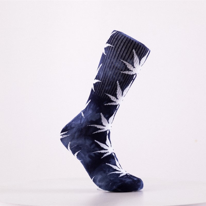 2022 High-quality Tie-dyed Maple Leaf Socks Long Fashion Weed Socks Men Skateboard Hiphop Socks Meias Women Couple Socks 1 Pairs