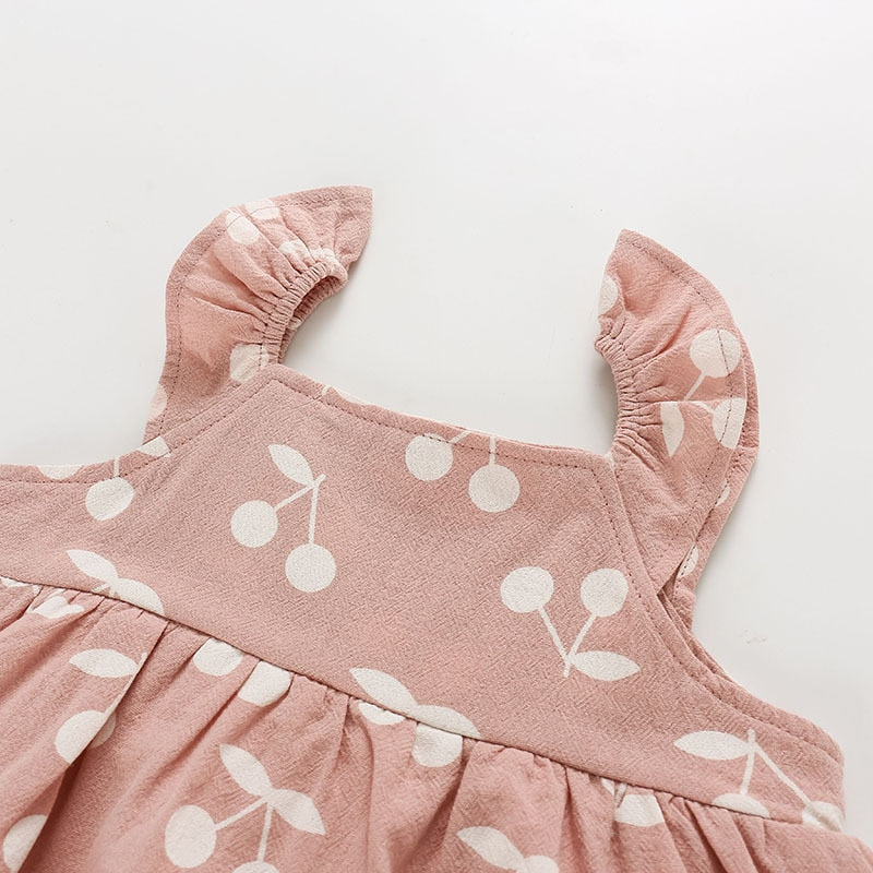 Humor Bear Summer Baby Clothes Brand New Rompers Clothing Fashion Cute Cherry Prints Kids Clothing+ Hat Toddler Girl dress