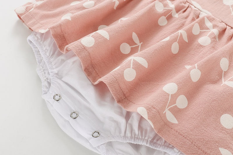 Humor Bear Summer Baby Clothes Brand New Rompers Clothing Fashion Cute Cherry Prints Kids Clothing+ Hat Toddler Girl dress