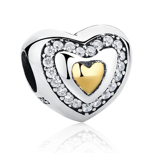 Fashion Rose Gold Tree Feather Heart Charms Beads Fit Original Bracelet Women 925 Sterling Silver Jewelry Accessories