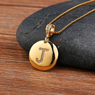 AIBEF Fashion Initial 26 Letter Necklace Gold Chain Charm Name Necklaces Pendants Copper Jewelry Statement Necklace For Women