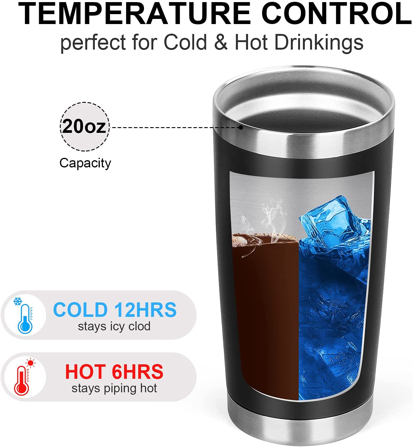 20oz Thermal Beer Mug Cups Stainless Steel Coffee Thermos Water Bottle Vacuum Insulated Leakproof With Lids Tumbler