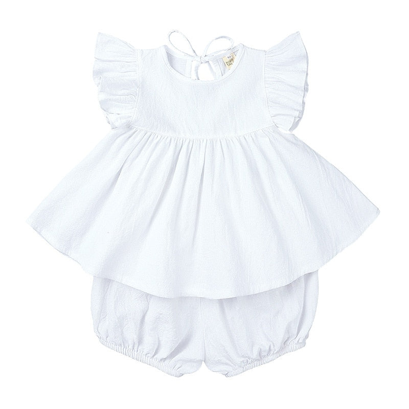 Baby Girls Clothing Sets Cute Newborn Baby Girls Fly Sleeve Tops +Shorts Outfits Princess Girls Summer Holiday Clothing