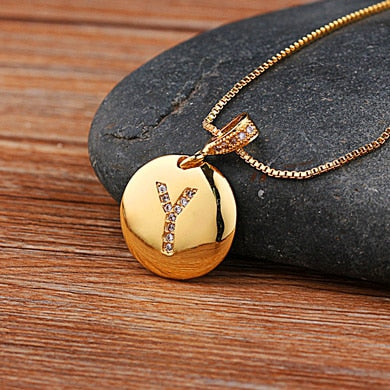 AIBEF Fashion Initial 26 Letter Necklace Gold Chain Charm Name Necklaces Pendants Copper Jewelry Statement Necklace For Women