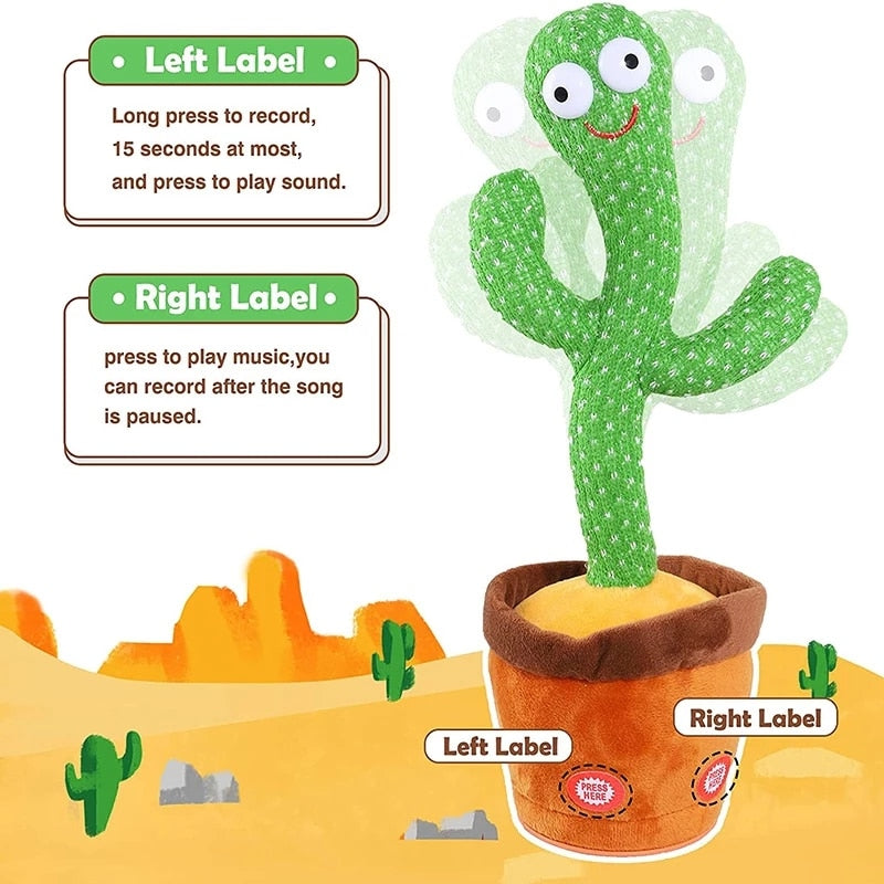 Funny Dancing Cactus Electric Plush Toy 120 Songs Singing Cactus Stuffed Toy Repeat What You Said Childhood Education Doll Gift
