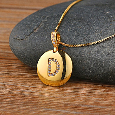 AIBEF Fashion Initial 26 Letter Necklace Gold Chain Charm Name Necklaces Pendants Copper Jewelry Statement Necklace For Women