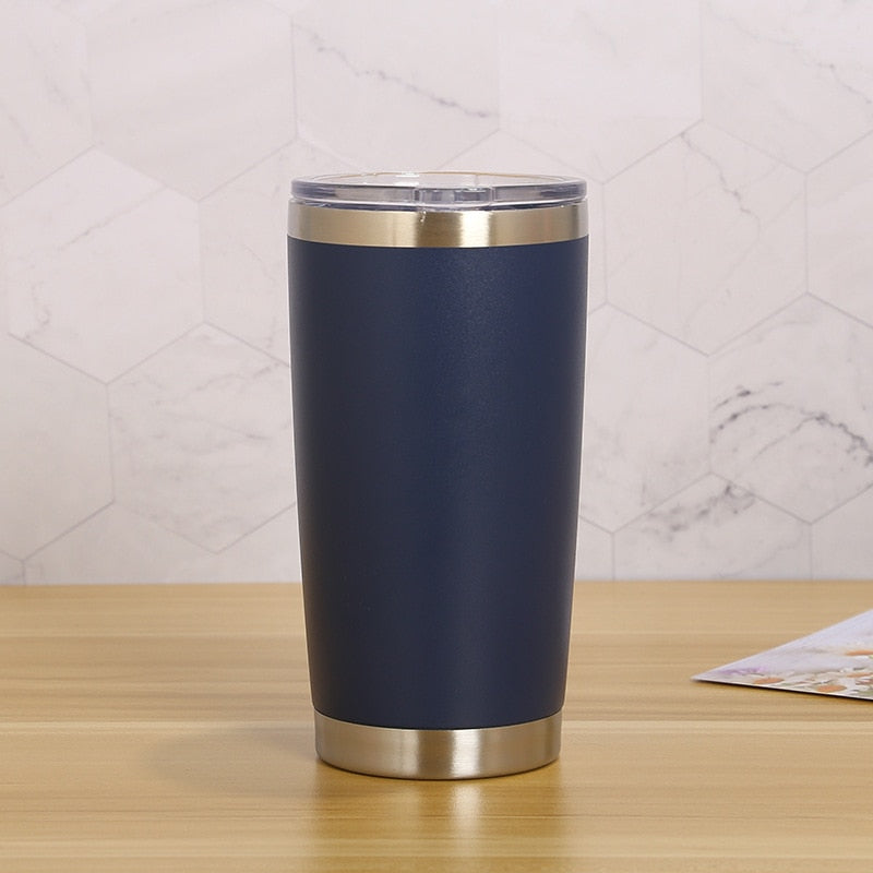 20oz Thermal Beer Mug Cups Stainless Steel Coffee Thermos Water Bottle Vacuum Insulated Leakproof With Lids Tumbler
