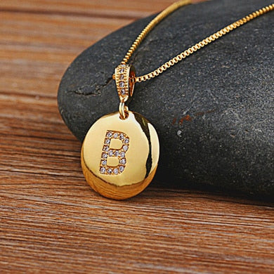 AIBEF Fashion Initial 26 Letter Necklace Gold Chain Charm Name Necklaces Pendants Copper Jewelry Statement Necklace For Women