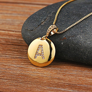 AIBEF Fashion Initial 26 Letter Necklace Gold Chain Charm Name Necklaces Pendants Copper Jewelry Statement Necklace For Women
