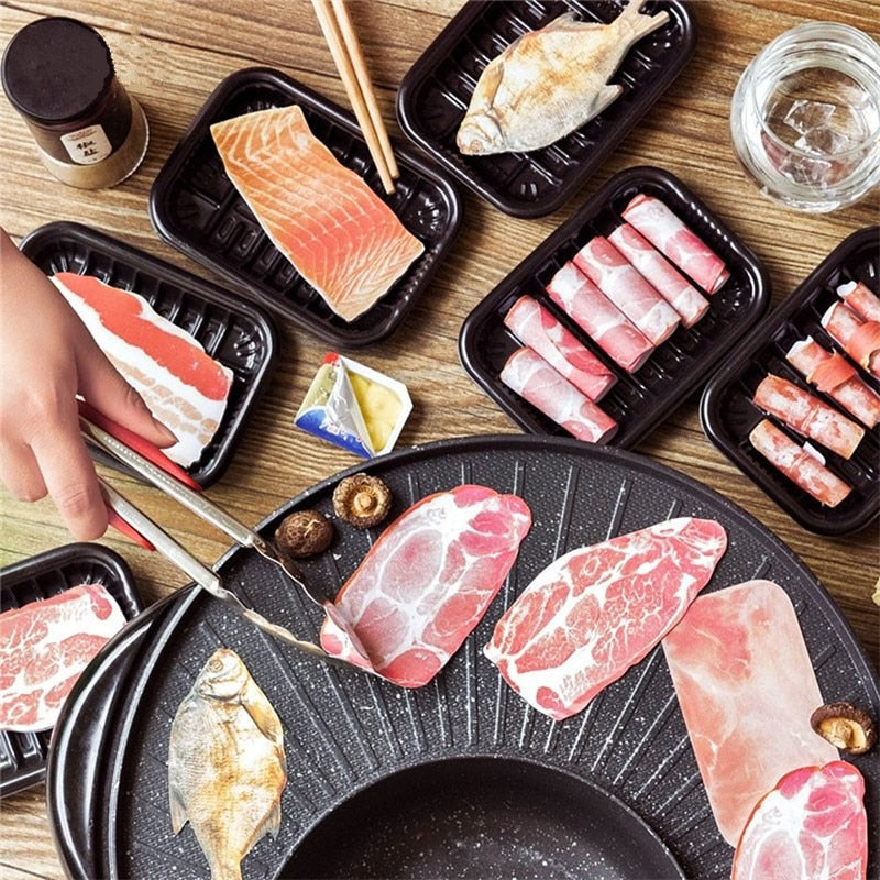 50 Pcs Novelty Funny Fish/Meat Memo Pads Cute Food Sticky Notes Planner Paper Sticker Memorandum School Supplies Stationery Gift