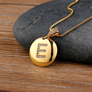 AIBEF Fashion Initial 26 Letter Necklace Gold Chain Charm Name Necklaces Pendants Copper Jewelry Statement Necklace For Women