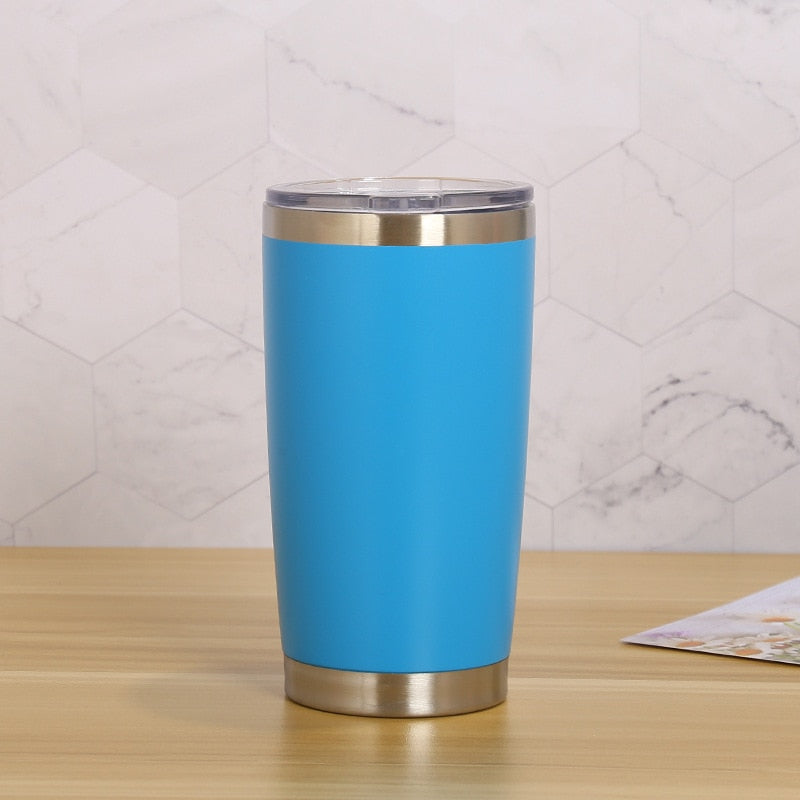 20oz Thermal Beer Mug Cups Stainless Steel Coffee Thermos Water Bottle Vacuum Insulated Leakproof With Lids Tumbler