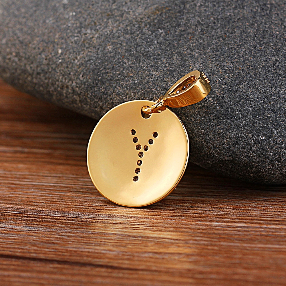 AIBEF Fashion Initial 26 Letter Necklace Gold Chain Charm Name Necklaces Pendants Copper Jewelry Statement Necklace For Women
