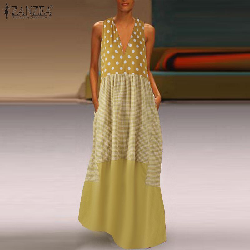 Women's Bohemian Ruffle Sundress 2022 ZANZEA Summer Sleeveless Floral Printed Maxi Long Dress Casual Loose Party Tanks Vestido
