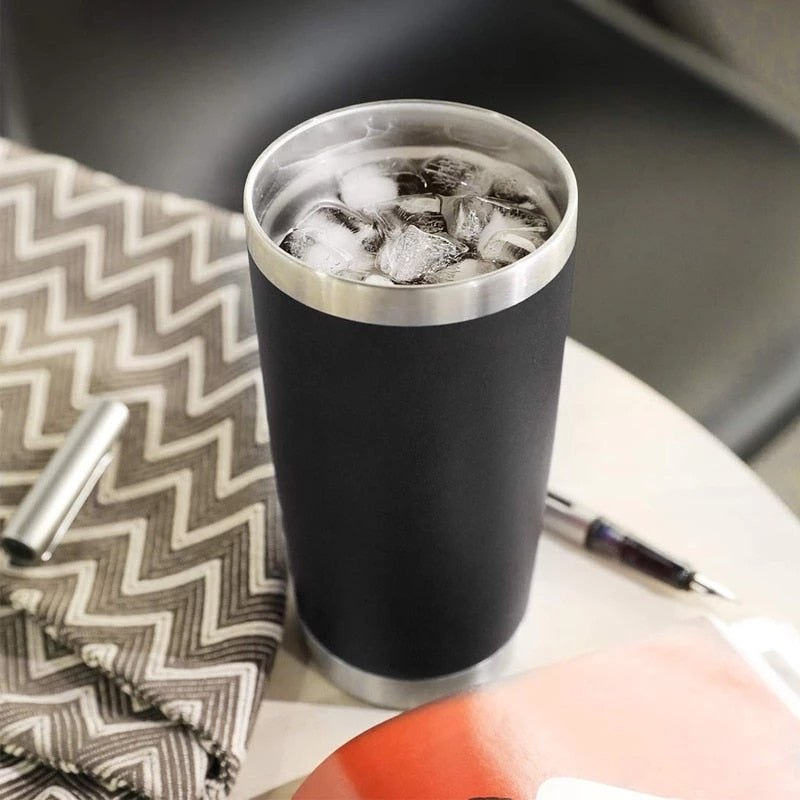 20oz Thermal Beer Mug Cups Stainless Steel Coffee Thermos Water Bottle Vacuum Insulated Leakproof With Lids Tumbler