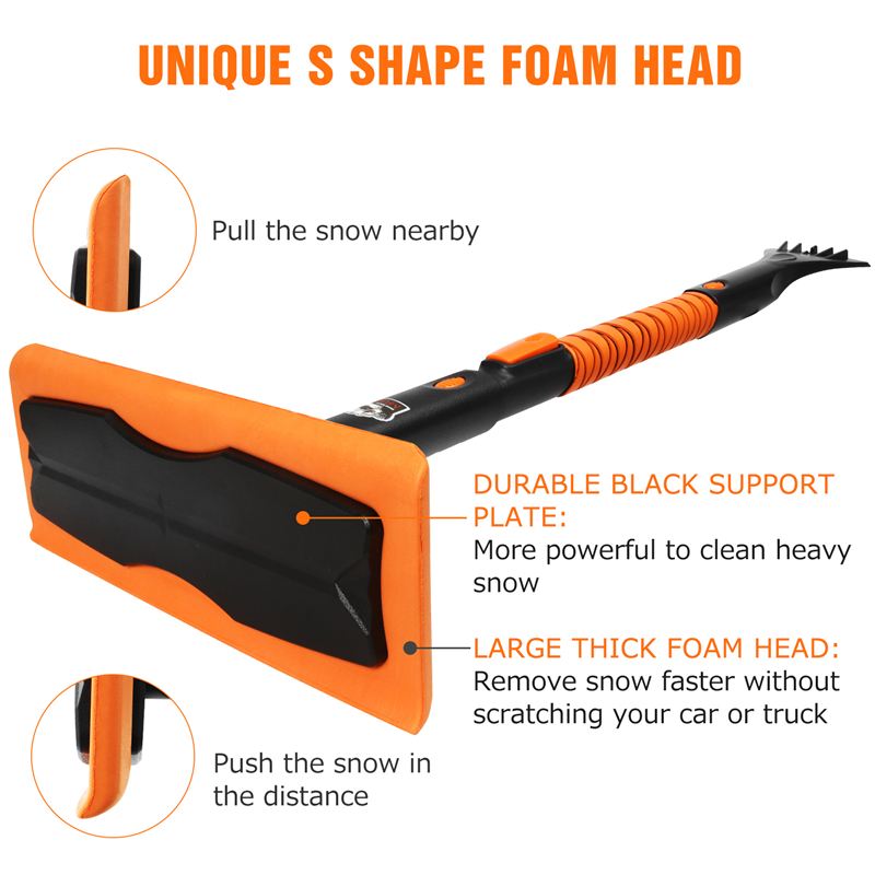 Car Telescoping Snow Brush Ice Scraper For Auto Truck Windshield Windows Short Snow Push 3 In 1 Cleaner Broom Wash Accessories