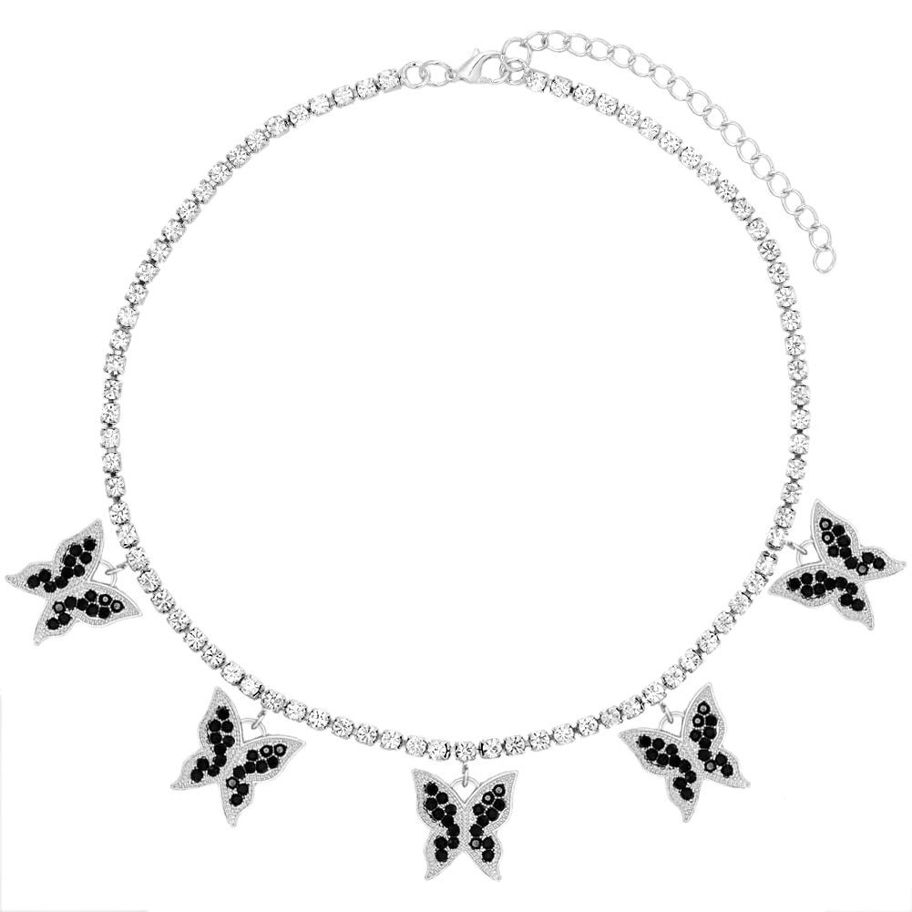Kasajewel Gold Silver Color Butterfly Pendant Necklace Female Shiny Crystal Clavicle Chain Fashion New Design Jewelry Party Gift