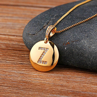 AIBEF Fashion Initial 26 Letter Necklace Gold Chain Charm Name Necklaces Pendants Copper Jewelry Statement Necklace For Women