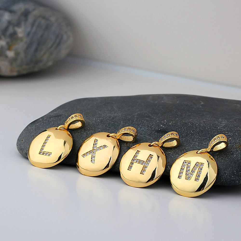AIBEF Fashion Initial 26 Letter Necklace Gold Chain Charm Name Necklaces Pendants Copper Jewelry Statement Necklace For Women