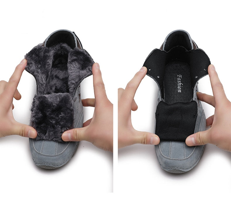 Men Winter Boots 2022 Warm Plush Genuine Leather Luxury High Top Sneakers Free Shipping Loafers Shoes Men Motorcycle Ankle Boots