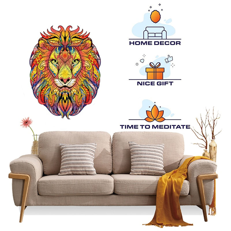 New Lion 3D Wooden Puzzle Children Wooden DIY Crafts Animal Modeling Decompression Toys Classic Toys Eagle Wooden Puzzles