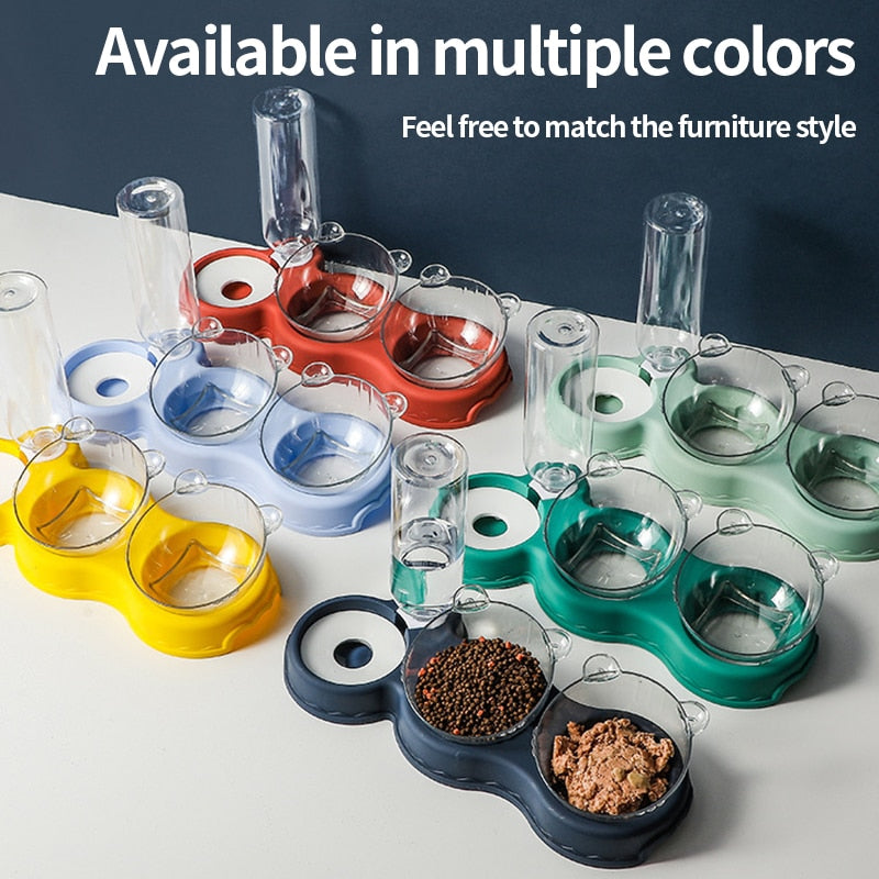 3 in 1 Cat Food Bowl Automatic Feeder Water Dispenser Pet Dog Cat Food Container Drinking Raised Stand Dish bowl