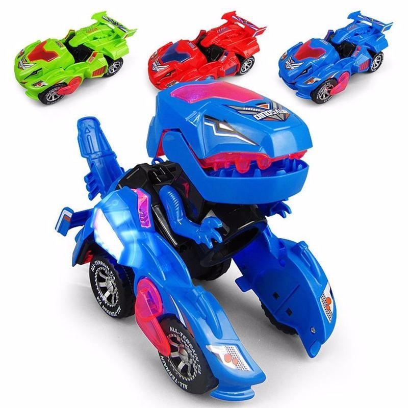 LED Deformed Dinosaur Car Led Car Universal Wheel deform Robot Vehicle Toy With Lights Sounds Christmas Gift for Kids