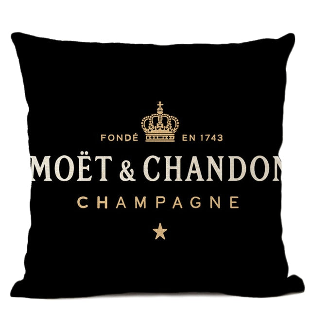 Black Linen Luxury Decorative Pillow Case High Quality Printing Text Luxury White Hotel Home Sofa Cushion Cover 45 * 45CM